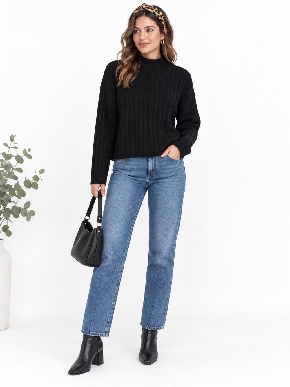 Universal Thread Black Ribbed Turtleneck Sweater